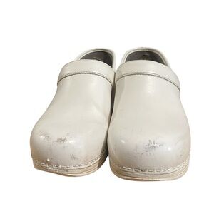 Dansko White Professional Nursing Medical  Leather Slip-On Clogs Sz US 8.5/EU39